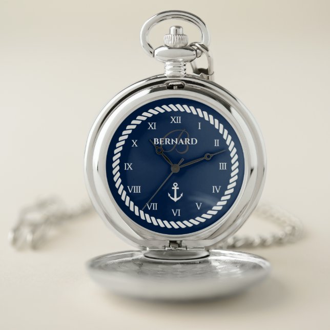 Nautical luxury pocket watch with custom name (Inside)