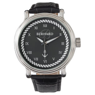 Nautical luxury watch gift with custom name