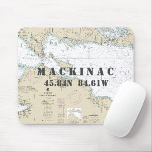 Nautical Mackinac Island MI Latitude Longitude Mouse Pad