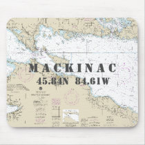 Nautical Mackinac Island MI Latitude Longitude Mouse Pad