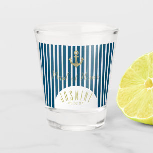 Nautical Maid of Honor Gold Anchor Wedding Logo Shot Glass