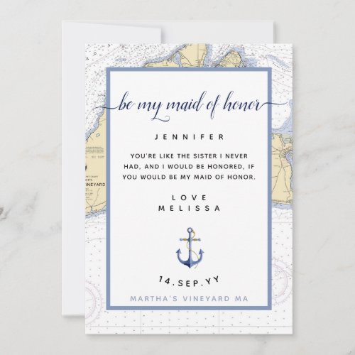 Nautical Maid of Honor  Marthas Vineyard Invitation