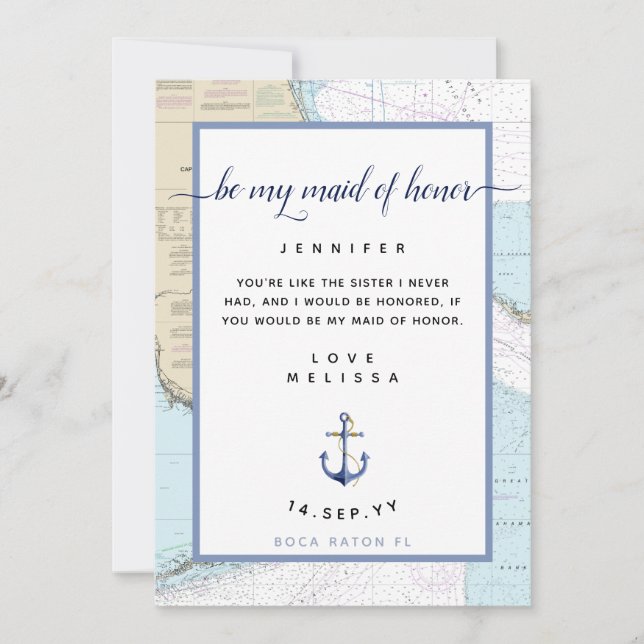 Nautical Maid of Honor | South #Florida #Wedding Invitation (Front)