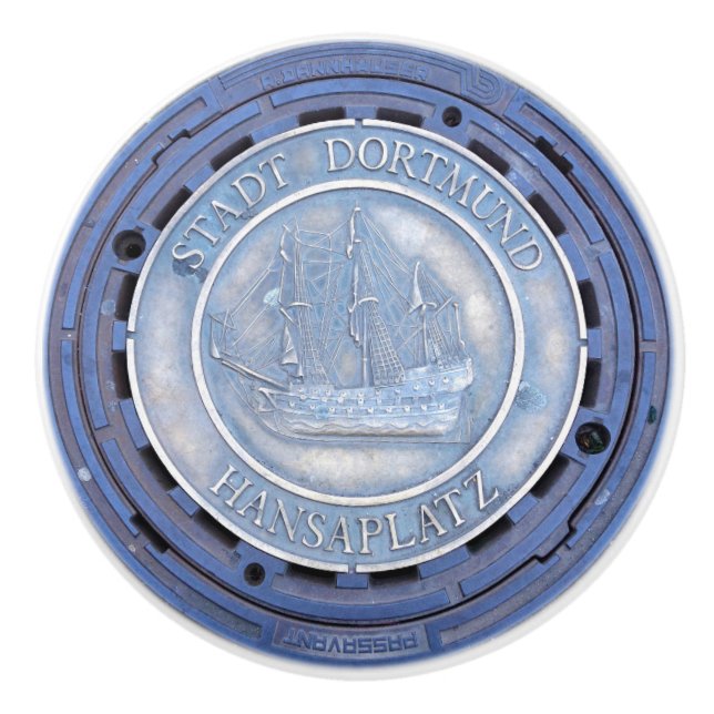Nautical manhole cover german ship ceramic knob (Front)