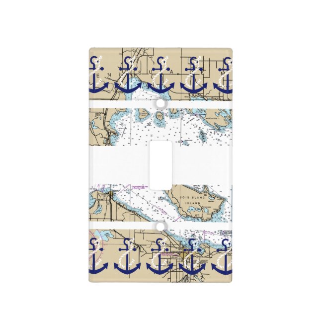 Nautical Map Decor Light Switch Cover (Front)