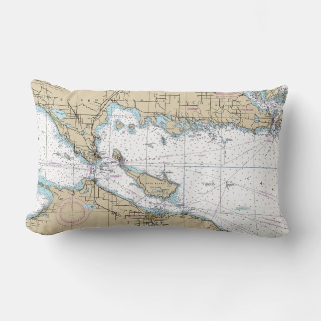 Nautical Map Decor Lumbar Pillow (Front)