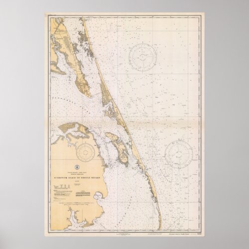 Nautical map of Outer Banks North Carolina Poster