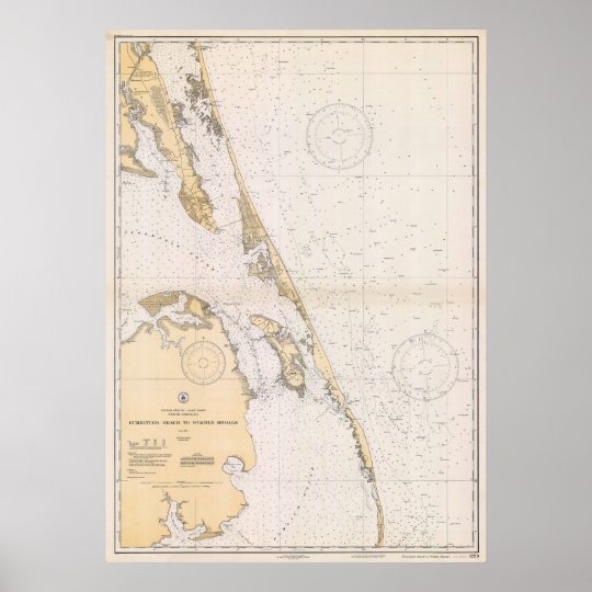 Nautical map of Outer Banks, North Carolina Poster | Zazzle.com