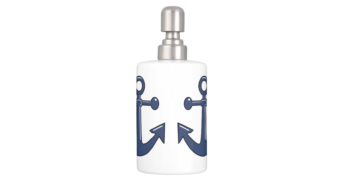 Nautical Marine Blue Boat Anchors Soap Dispenser And Toothbrush Holder ...