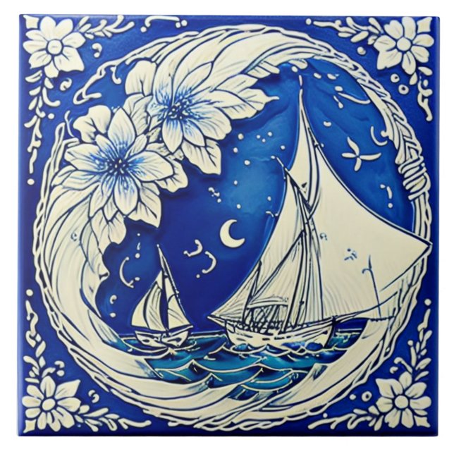 Nautical Marine Life traditional ceramic art no 13 Ceramic Tile (Front)