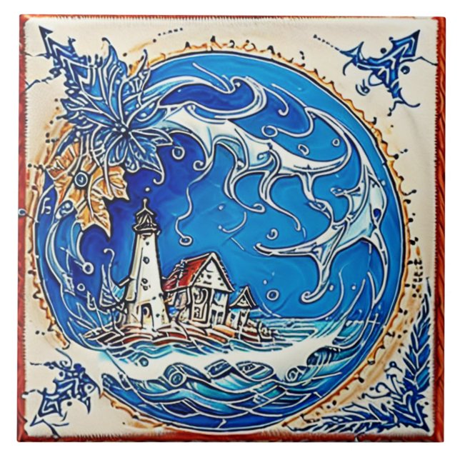 Nautical Marine Life traditional ceramic art no 14 Ceramic Tile (Front)