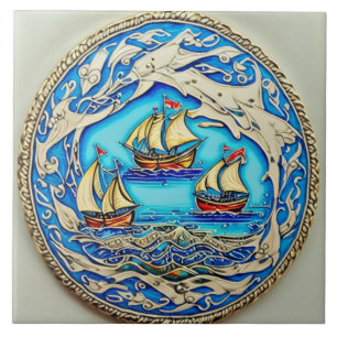 Nautical Marine Life traditional ceramic art no 1  Ceramic Tile