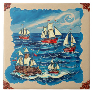 Nautical Marine Life traditional ceramic art no 2 Ceramic Tile