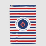 Nautical Marine Navy Blue Red White Stripes Golf Towel at Zazzle