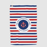 Nautical Marine Navy Blue Red White Stripes Golf Towel