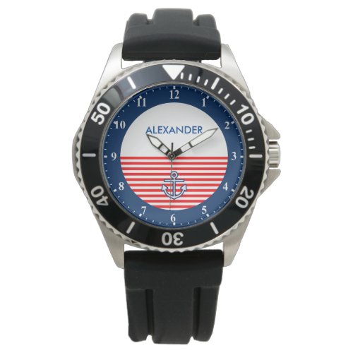 Nautical Marine Navy White Anchor Design Watch