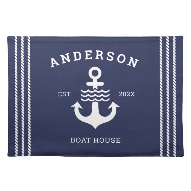 Nautical Maritime Anchor Ocean Lake House Cloth Placemat (Front)