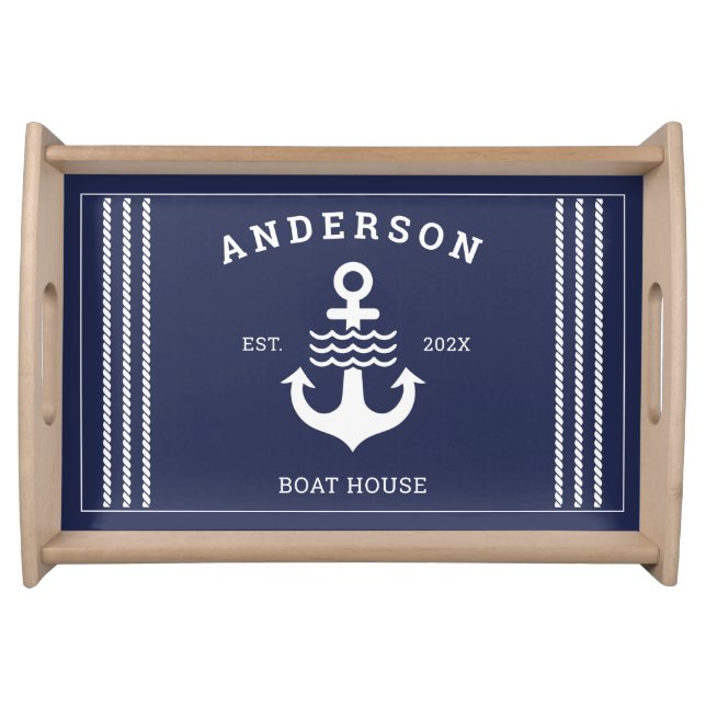 Nautical Maritime Anchor Ocean Lake House Serving Tray (Front)