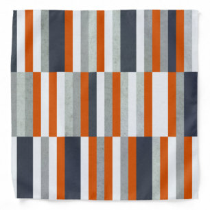 Nautical Maritime Design, Stripes Orange, Blue Ban Bandana