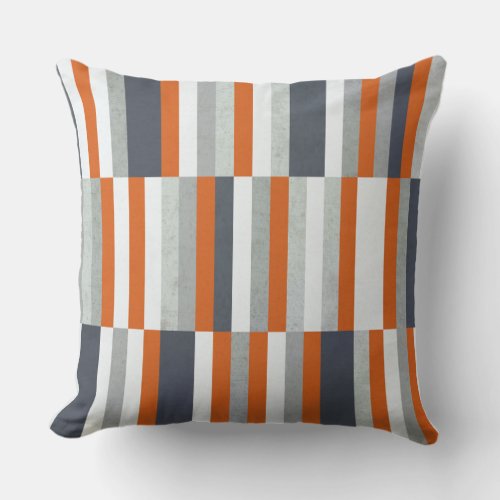 Nautical Maritime Design Stripes Orange Blue Outdoor Pillow