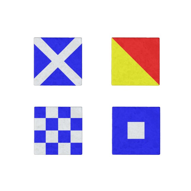 Nautical Maritime Sign Flags Letters M, N, O and P Stone Magnet (Front)