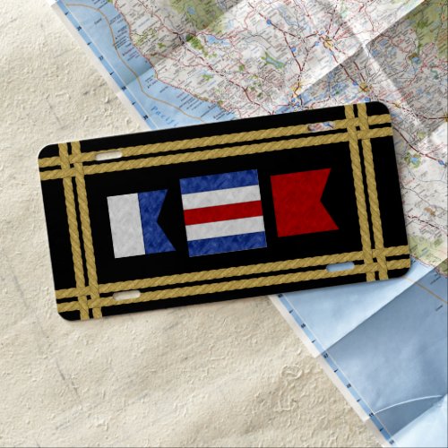 Nautical Maritime Signal Flag Monogram  2 Ropes License Plate