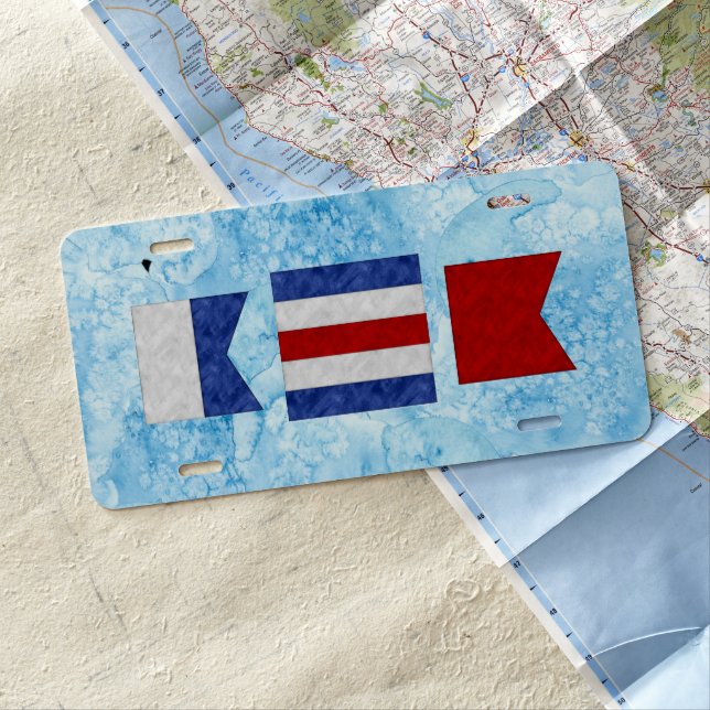 Nautical Maritime Signal Flag Monogram | Ocean  License Plate (In Situ)