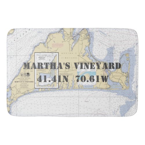 Nautical Marthas Vineyard Chart Bath Mat
