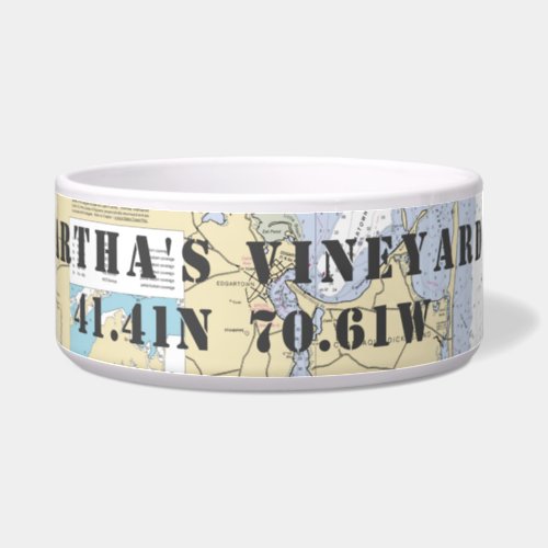 Nautical Marthas Vineyard Latitude Longitude Bowl