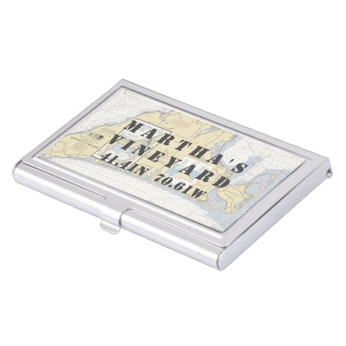 Nautical Marthas Vineyard Latitude Longitude Business Card Holder