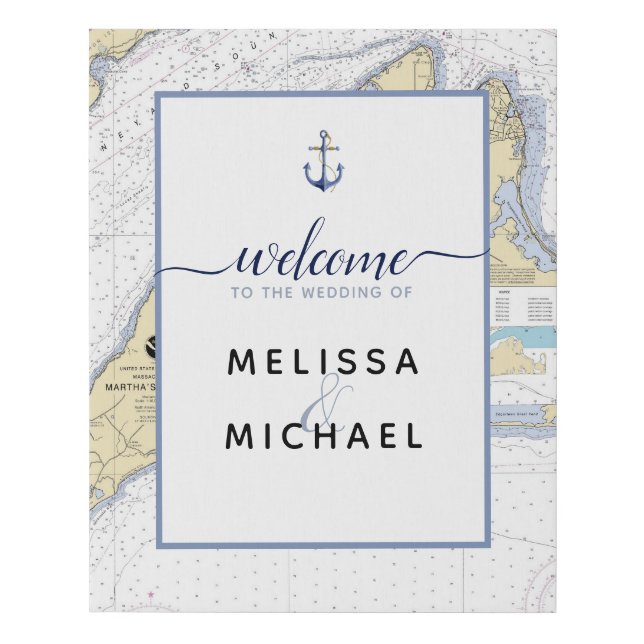 Nautical Martha's Vineyard Wedding Welcome Sign (Front)