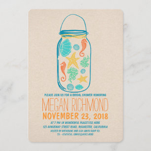 Nautical mason jar beach bridal shower invitation