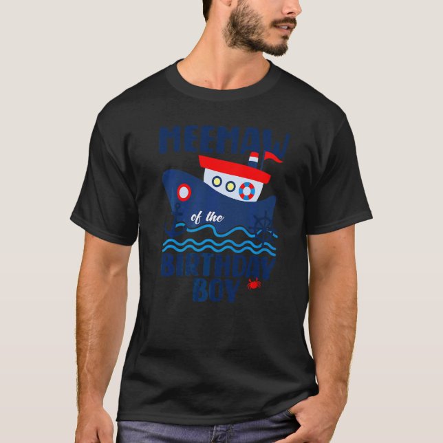 Nautical Meemaw Of The Birthday Boy Sailors Family T-Shirt (Front)