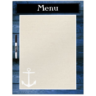 Nautical Menu Dry Erase Board Navy Wood Planks