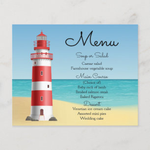 Nautical Menu Lighthouse Beach Wedding Ocean Blue