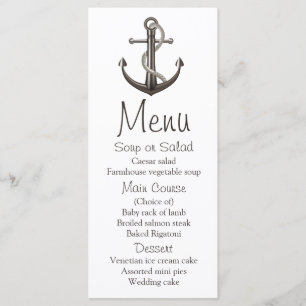 Nautical Menu Ship Anchor Brown Wedding Sailor