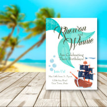 Nautical Mermaid and Pirate Birthday Dual