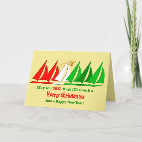 Nautical Merry Christmas to My Sailing Friends Holiday Card