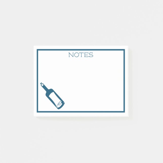 Nautical Message in a Bottle Ocean Blue Post-it Notes (Front)
