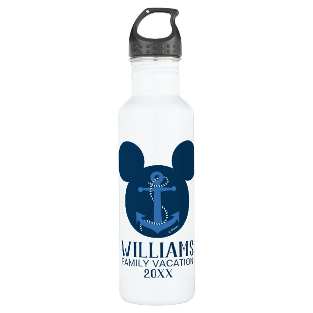 Nautical Mickey | Family Vacation Stainless Steel Water Bottle (Front)