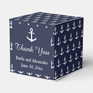 Nautical Midnight Blue with White Anchors Favor Boxes