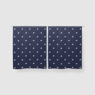Nautical Midnight Blue with White Sailboats Blackout Curtains