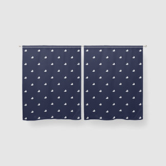 Nautical Midnight Blue with White Sailboats Blackout Curtains