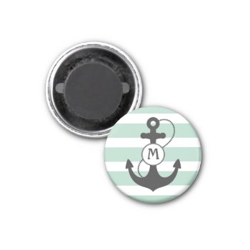 Nautical Mint Green Anchor Monogram Magnet by snowfinch at Zazzle