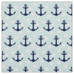 Nautical Mint Polka Dots And Navy Blue Anchors Fabric