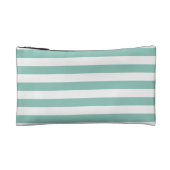 Nautical Mint Stripe & Navy Anchor Personalized Cosmetic Bag (Back)