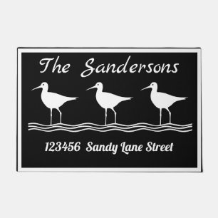 Nautical Modern Black White  Sandpipers Doormat