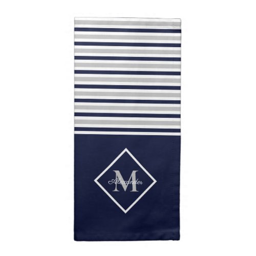 Nautical Modern Navy Blue Gray Monogram  Cloth Nap