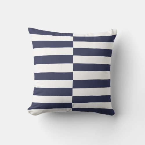Nautical Modern Simple Bold Striped Navy and White Throw Pillow