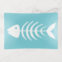 Nautical Modern White Bone Fish Silhouette Trinket Tray